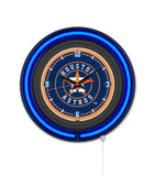 Houston Astros Black Case Neon Clock