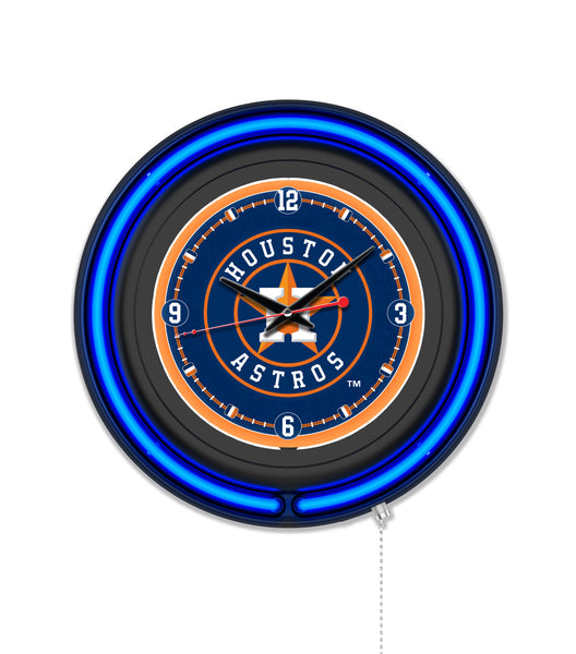 Houston Astros Black Case Neon Clock