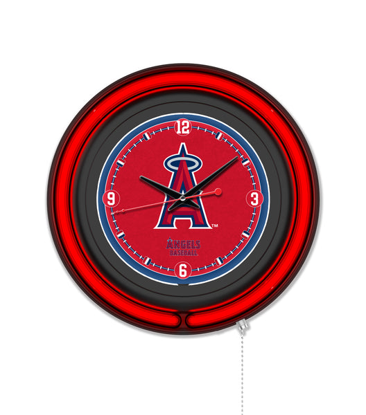 Los Angeles Angels Black Case Neon Clock