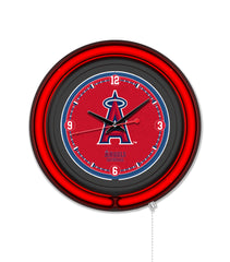 Los Angeles Angels Black Case Neon Clock