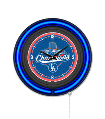 Los Angeles Dodgers 2025 World Series Champion Black Case Neon Clock