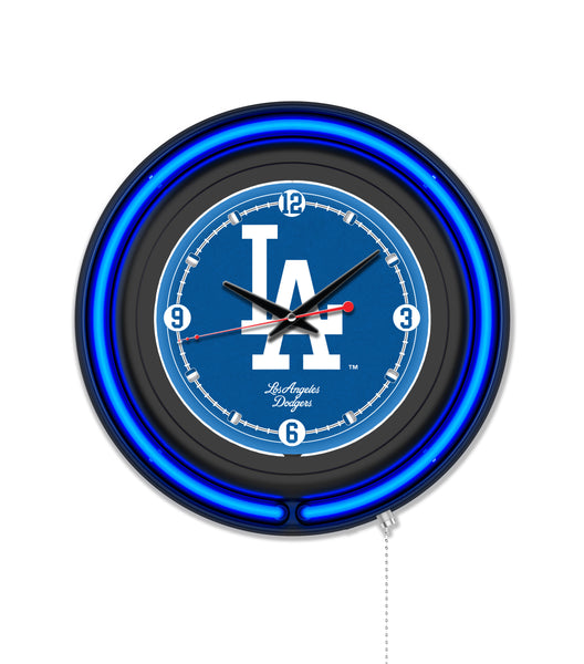 Los Angeles Dodgers Black Case Neon Clock