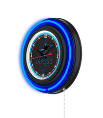 Miami Marlins Black Case Neon Clock