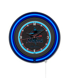 Miami Marlins Black Case Neon Clock