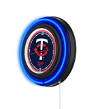 Minnesota Twins Black Case Neon Clock