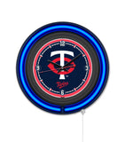 Minnesota Twins Black Case Neon Clock