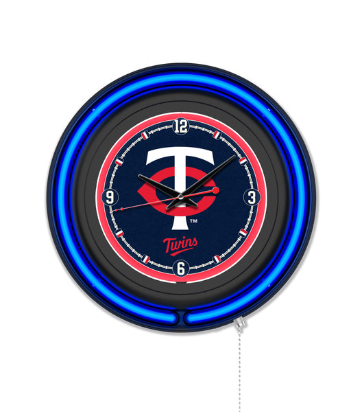 Minnesota Twins Black Case Neon Clock