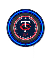 Minnesota Twins Black Case Neon Clock