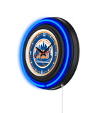 New York Mets Black Case Neon Clock