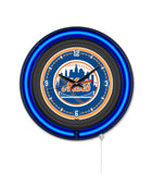 New York Mets Black Case Neon Clock