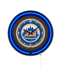 New York Mets Black Case Neon Clock