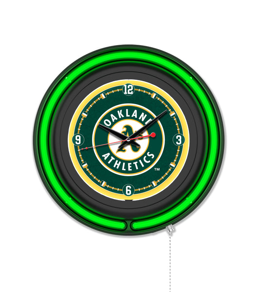 Oakland Athletics Black Case Neon Clock