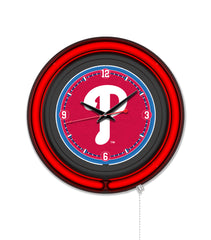 Philadelphia Phillies Black Case Neon Clock