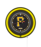 Pittsburgh Pirates Black Case Neon Clock