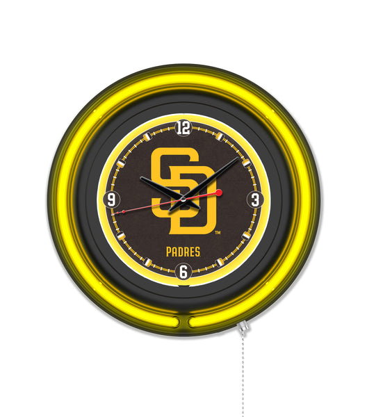 San Diego Padres Black Case Neon Clock