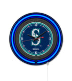 Seattle Mariners Black Case Neon Clock