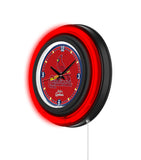 St. Louis Cardinals Black Case Neon Clock