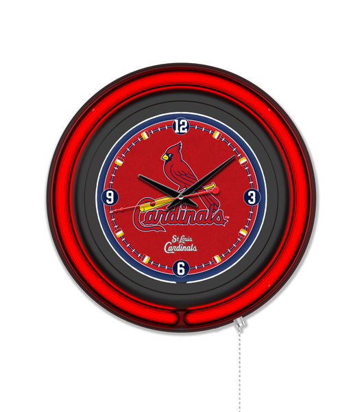 St. Louis Cardinals Black Case Neon Clock