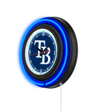Tampa Bay Rays Black Case Neon Clock