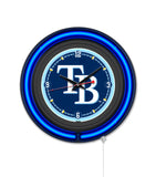 Tampa Bay Rays Black Case Neon Clock