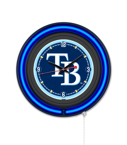 Tampa Bay Rays Black Case Neon Clock