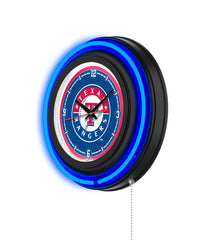 Texas Rangers Black Case Neon Clock