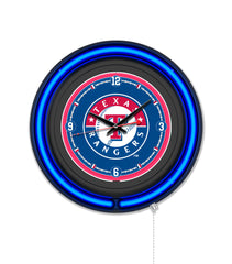 Texas Rangers Black Case Neon Clock