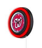 Washington Nationals Black Case Neon Clock