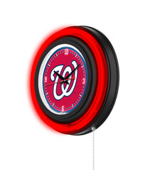 Washington Nationals Black Case Neon Clock