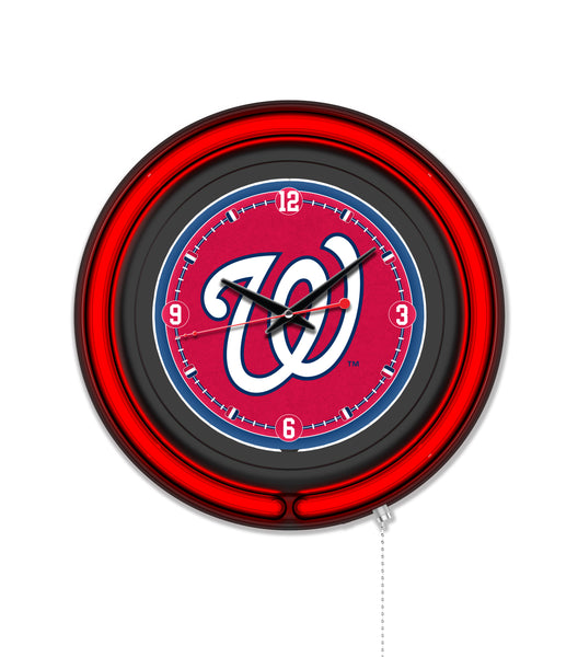 Washington Nationals Black Case Neon Clock