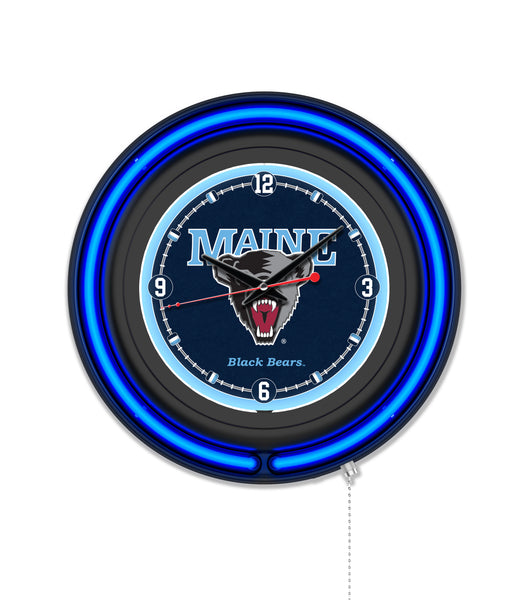 University of Maine Black Case Neon Clock