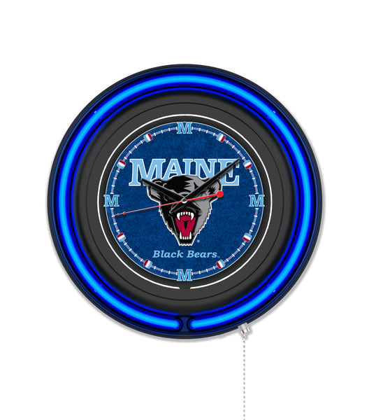 University of Maine Black Case Neon Clock