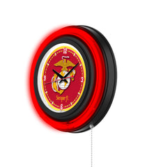 United States Marine Corps (Red/Yellow) Black Case Neon Clock