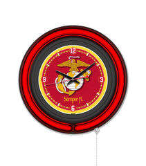 United States Marine Corps (Red/Yellow) Black Case Neon Clock