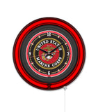 United States Marine Corps Black Case Neon Clock