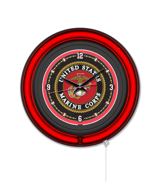 United States Marine Corps Black Case Neon Clock