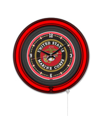 United States Marine Corps Black Case Neon Clock