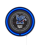 University of Memphis Black Case Neon Clock