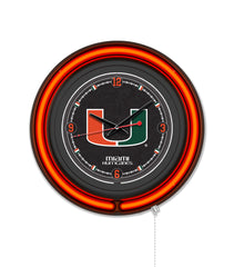 University of Miami (FL) Black Case Neon Clock