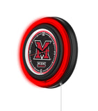 Miami University (OH) Black Case Neon Clock