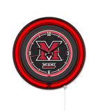 Miami University (OH) Black Case Neon Clock