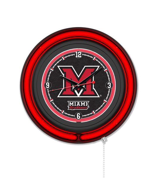 Miami University (OH) Black Case Neon Clock