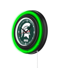 Michigan State University Black Case Neon Clock