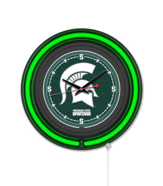 Michigan State University Black Case Neon Clock