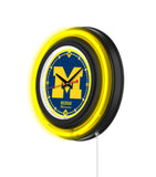 University of Michigan Black Case Neon Clock