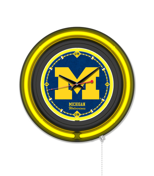 University of Michigan Black Case Neon Clock