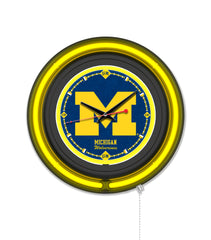 University of Michigan Black Case Neon Clock