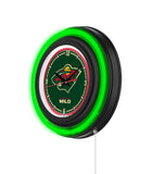 Minnesota Wild Black Case Neon Clock