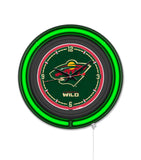 Minnesota Wild Black Case Neon Clock