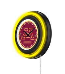 University of Minnesota Black Case Neon Clock